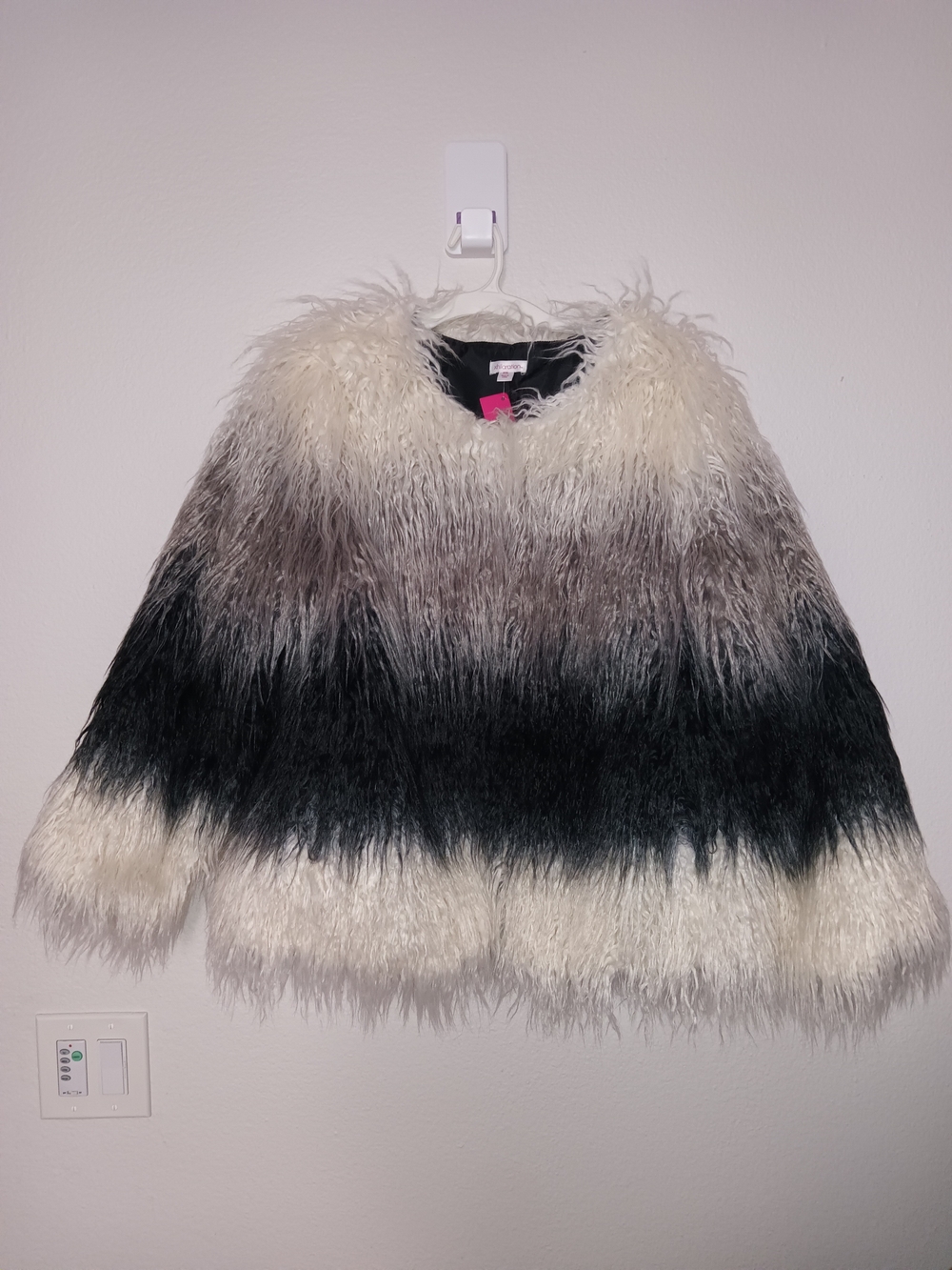 Xhilaration Black & White Ombre Faux Fur Kids Coat